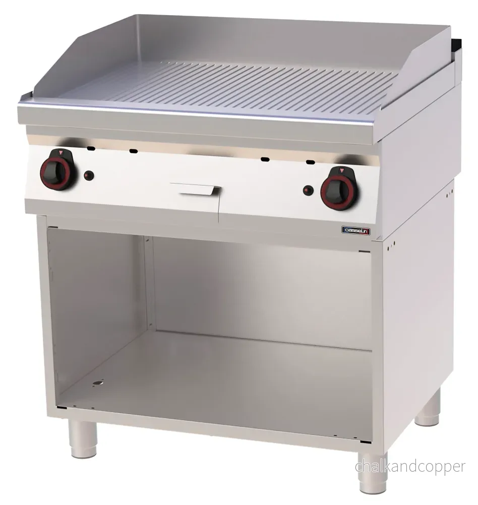 Gasgrillplatta Räflad krom med öppet skåp 80