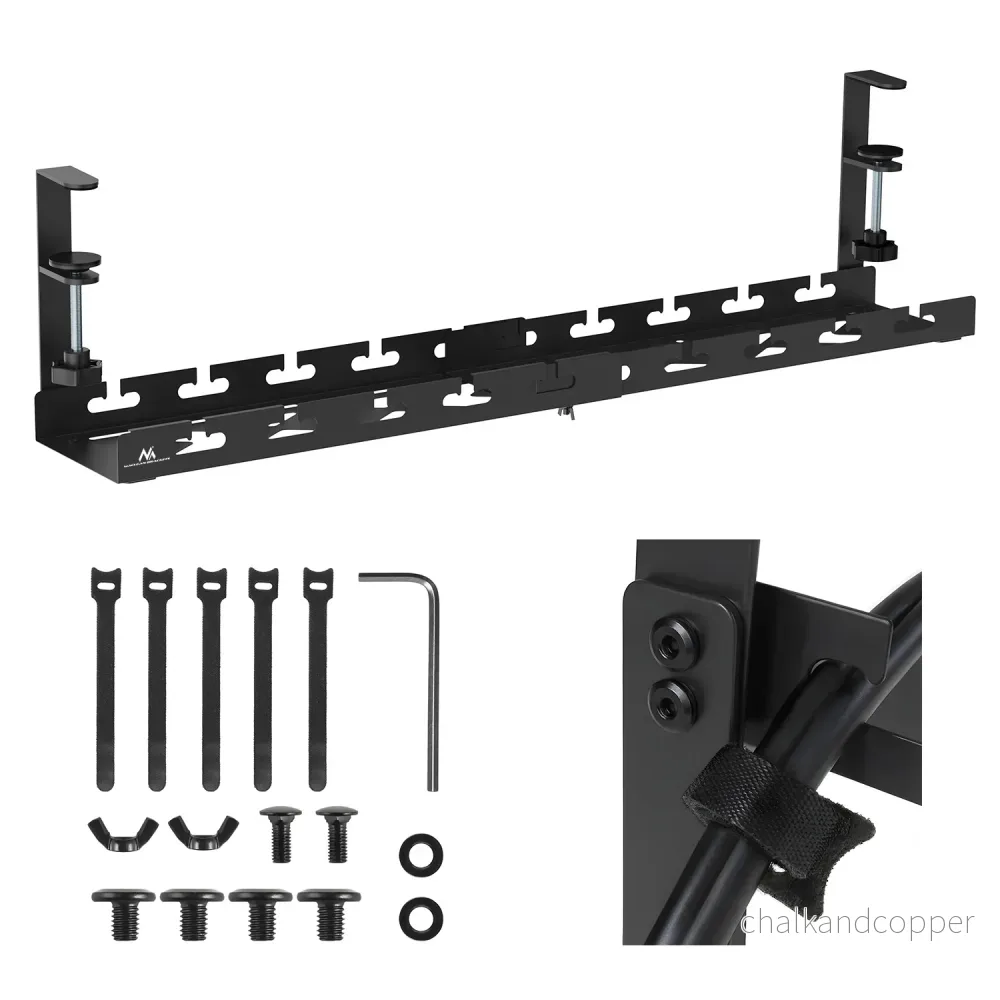 Maclean kabelhanterare under skrivbord, max. belastning 5 kg, max. 728 mm, svart, MC-103 B