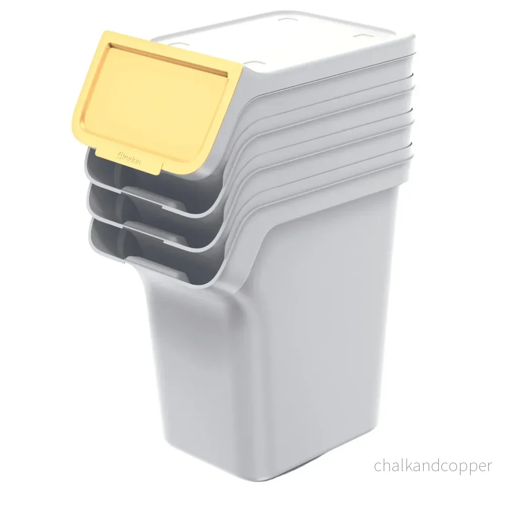 Soptunna Keden, för källsortering, 4x20 liter, aska, Stapelbox - Bild 2