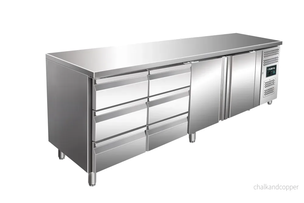 SARO Kylbord med 2 dörrar och 2x 3 lådset, modell KYLJA 4150 TN SARO Kylbord med 2 dörrar och 2x 3 lådset, modell KYLJA 4150 TN