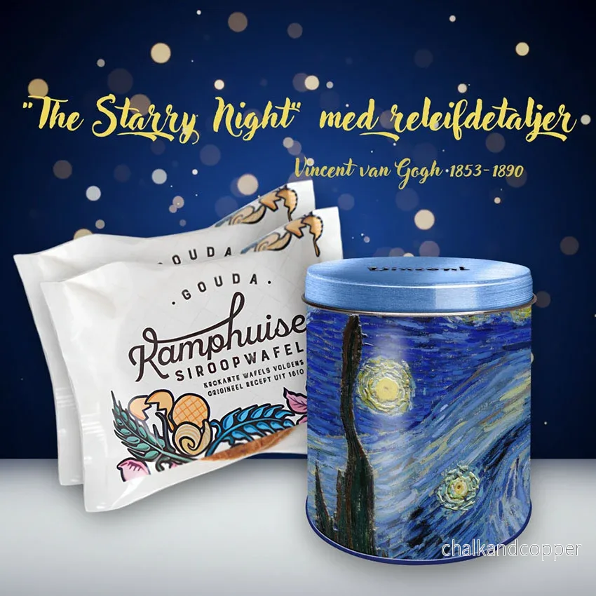 Van Gogh plåtburk Starry Night med Kamphuisen sirapsvåfflor (10 st, ca 250 g totalt) – Exklusivt gåvoset Van Gogh plåtburk Starry Night med Kamphuisen sirapsvåfflor (10 st, ca 250 g totalt) – Exklusivt gåvoset