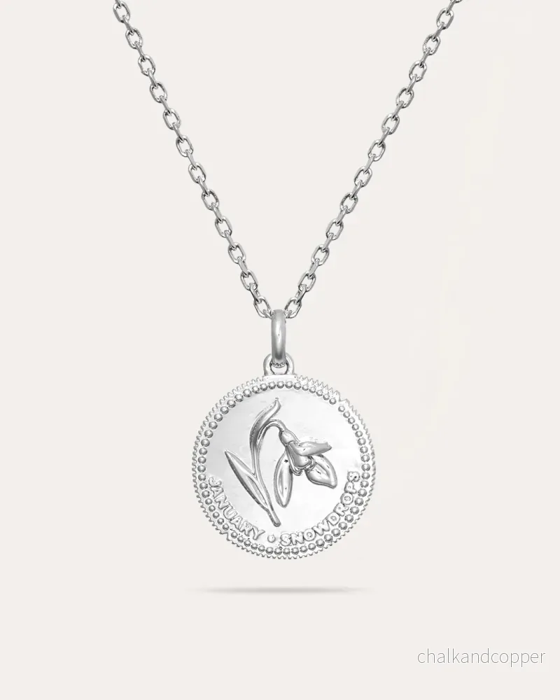 Månadsblomma Januari – Silverhalsband Månadsblomma Januari – Silverhalsband