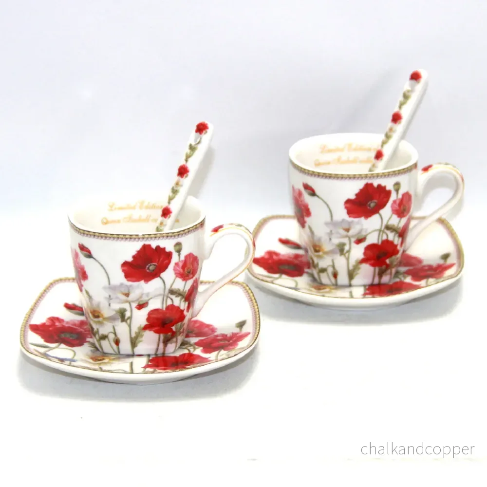 Espressokoppar porslinsset med tallrikar Queen Isabell W9PWH06-09596 - Bild 2