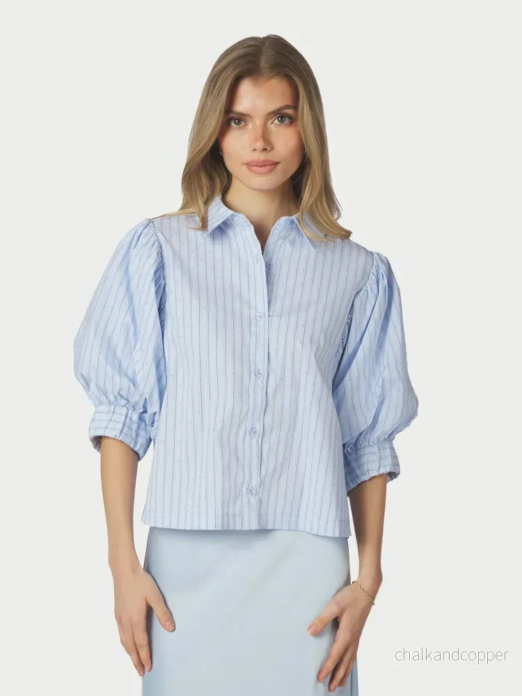 Etta Stripe Stone Shirt Light Blue Neo Noir