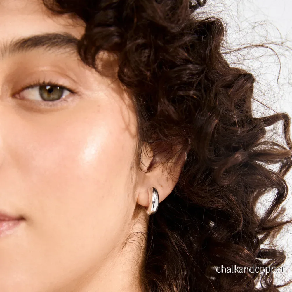 Mine Recycled Chunky Huggie Hoops Silver Pilgrim Mine Recycled Chunky Huggie Hoops Silver Pilgrim