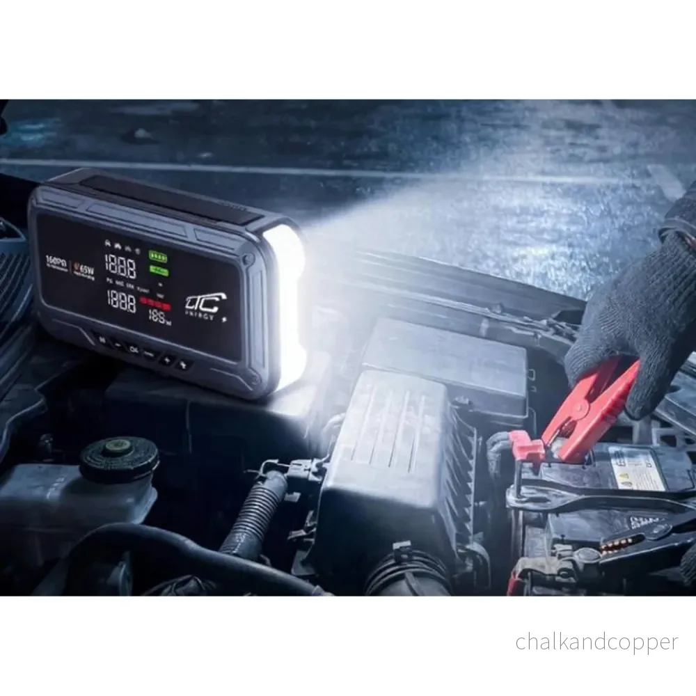 Jump Starter LTC, 12 000 mAh, med kompressor, ficklampa och powerbank, LCD-skärm, effekt 65 W, kablar och fodral ingår, LXJS120 - Bild 3