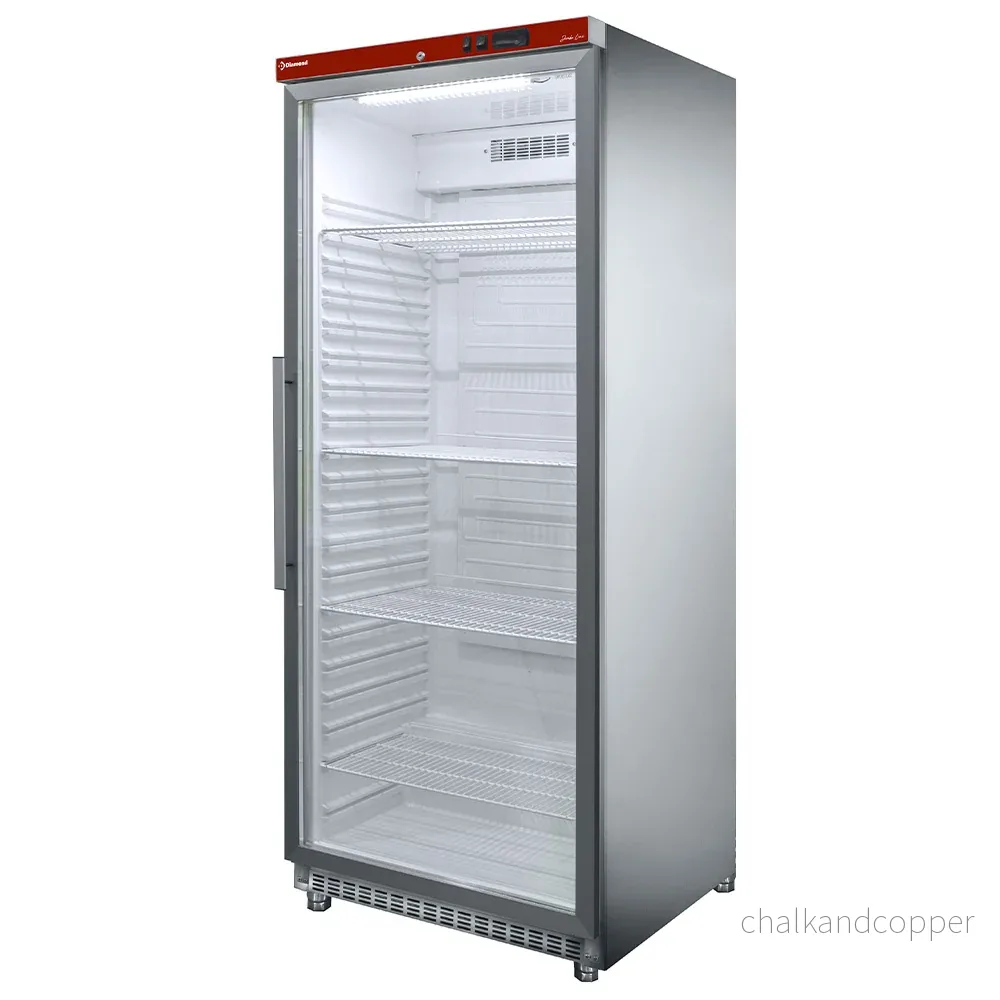Ventilerat kylskåp GN 2/1, glasdörr, 600 liter. rostfritt stål