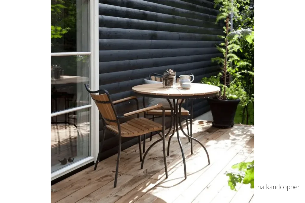 Cafébord i teak med aluminiumram Ø80 cm - Bild 2