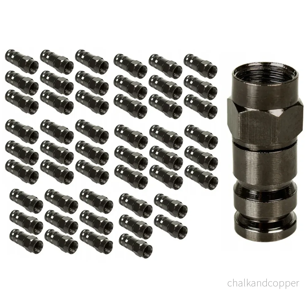 50x Maclean, F kompressionsanslutning, RG-6, professionell, nickel, svart, MCTV-916