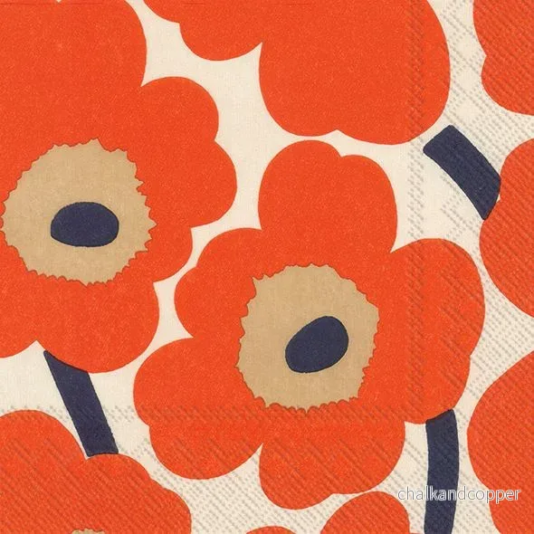 Servett Marimekko Unikko Cream Red