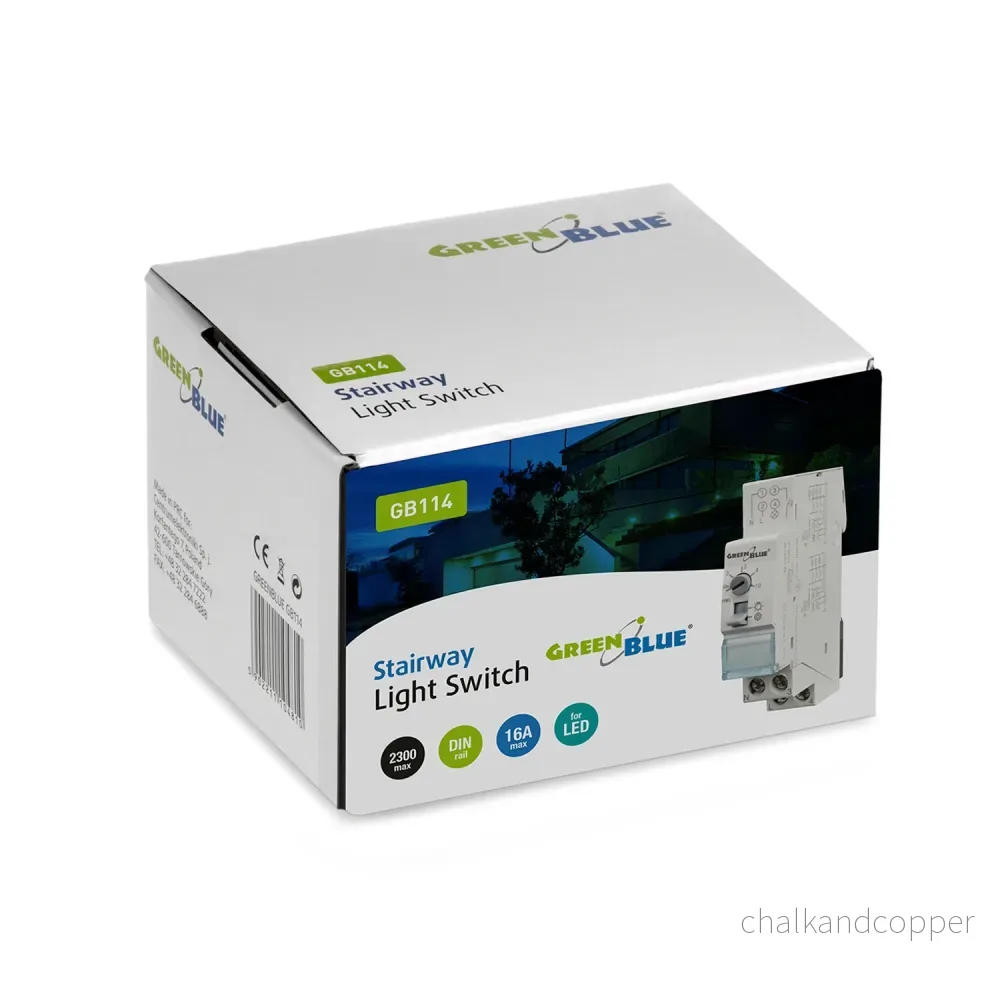 GreenBlue DIN-skenmonterad automatisk trappstyrning, justerbar mellan 30s-10m, max 2300 W, GB114 - Bild 3