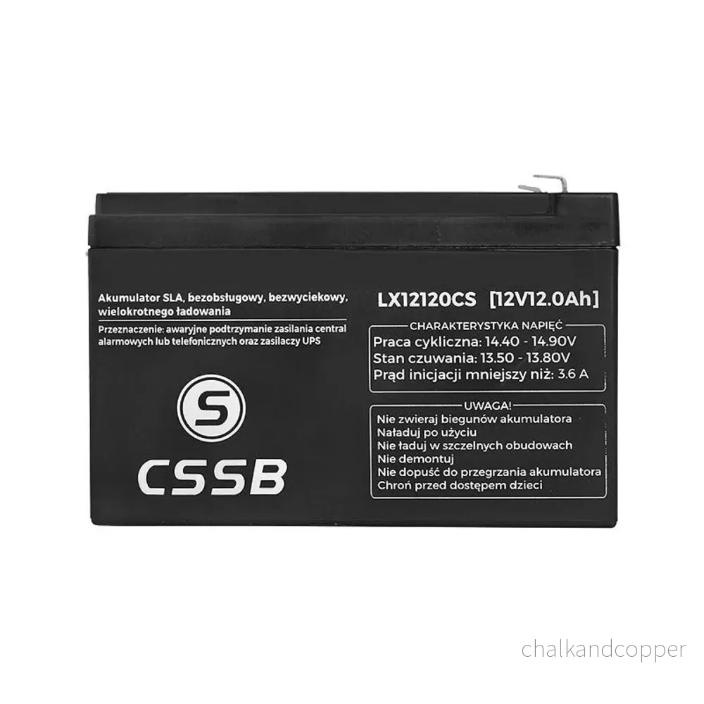 Batteri tillverkat med AGM-teknik CSSB gel 12V 12Ah - Bild 2