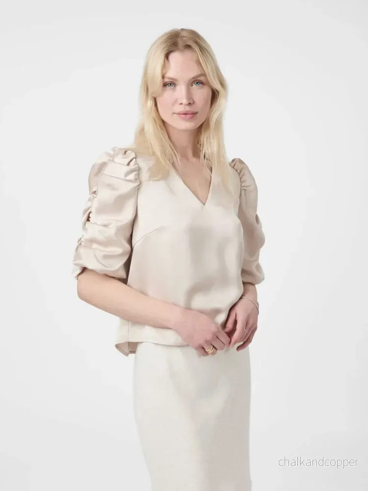 Elba Heavy Sateen Blouse Champagne Neo Noir
