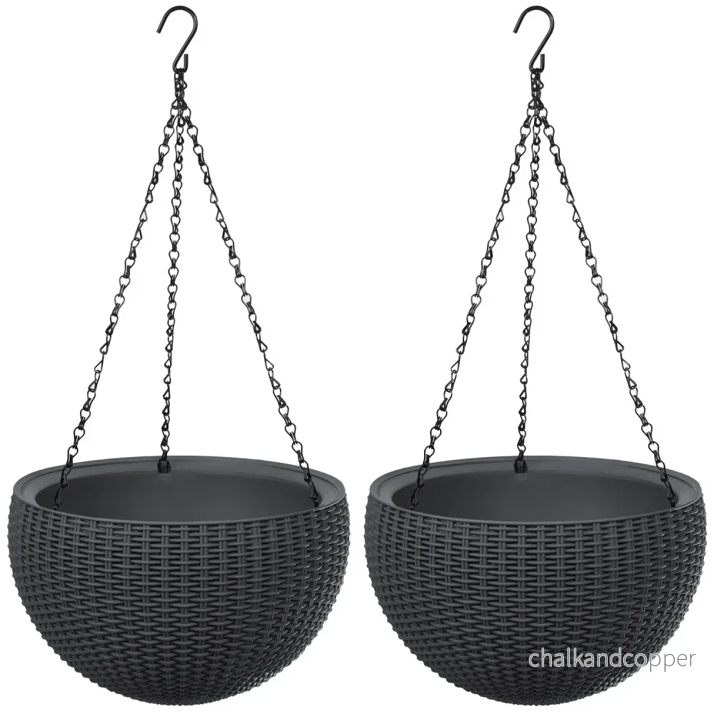 Hängande blomkruka Keter Sphere Planter, färg antracit, 2 st