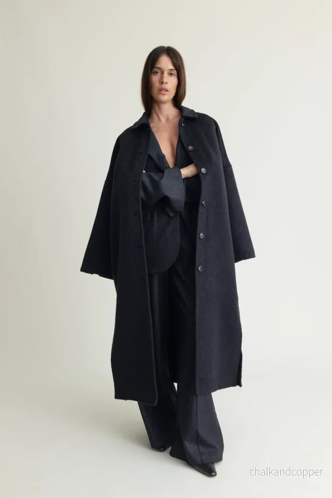 Lyric Coat Cashmere Blend Black Melange A Part of the Art Lyric Coat Cashmere Blend Black Melange A Part of the Art