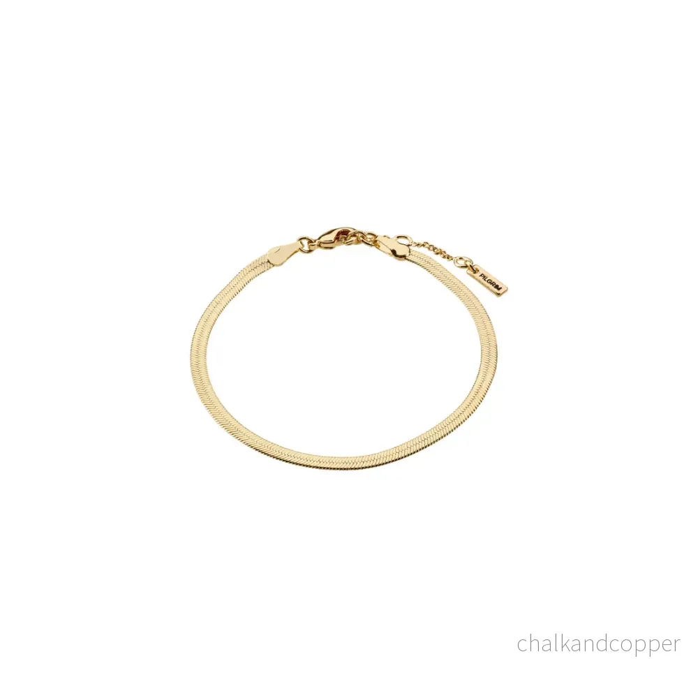 Joanna Recycled Flat Snake Chain Bracelet Gold Pilgrim Joanna Recycled Flat Snake Chain Bracelet Gold Pilgrim