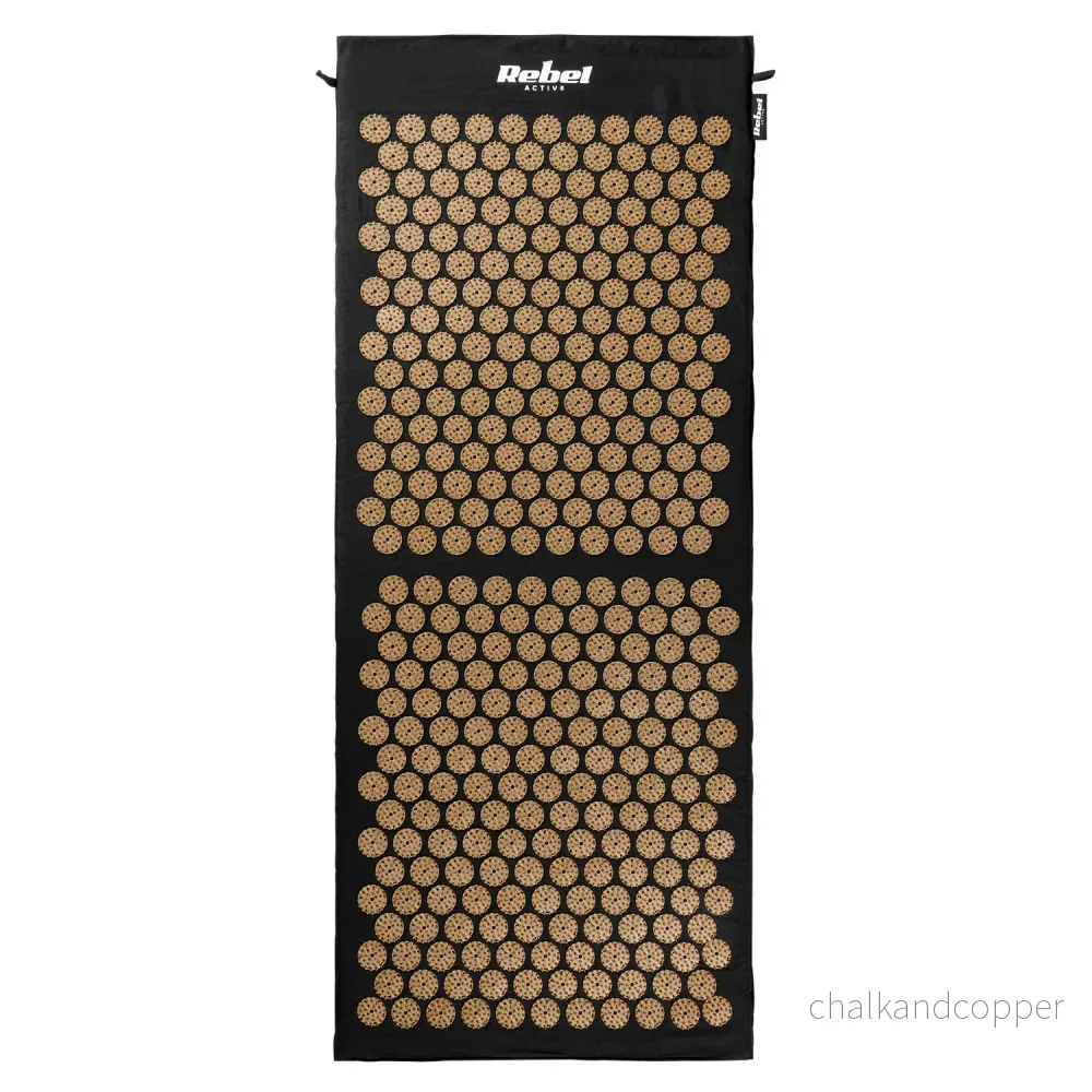 Hälsomatta med akupressurpinnar och kudde, 110x42 cm, XL, guldfärgade pinnar, Rebel Active - Bild 2