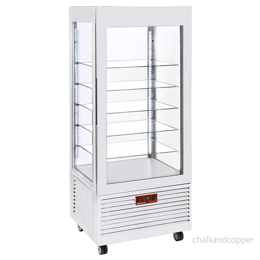 Display 4 sidor TÂ° positiv, 5 glashyllor, ventilerad, 480 Lit, VIT