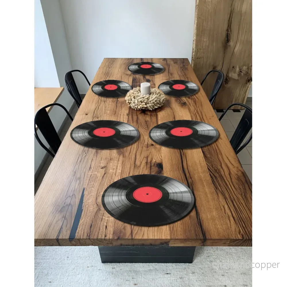 Bertoni bordsunderläggsset, 6 delar, rund, 33 cm, Vinyl - Bild 2