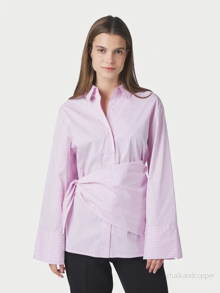 Dita Scarf Stripe Shirt Light Pink Neo Noir Dita Scarf Stripe Shirt Light Pink Neo Noir