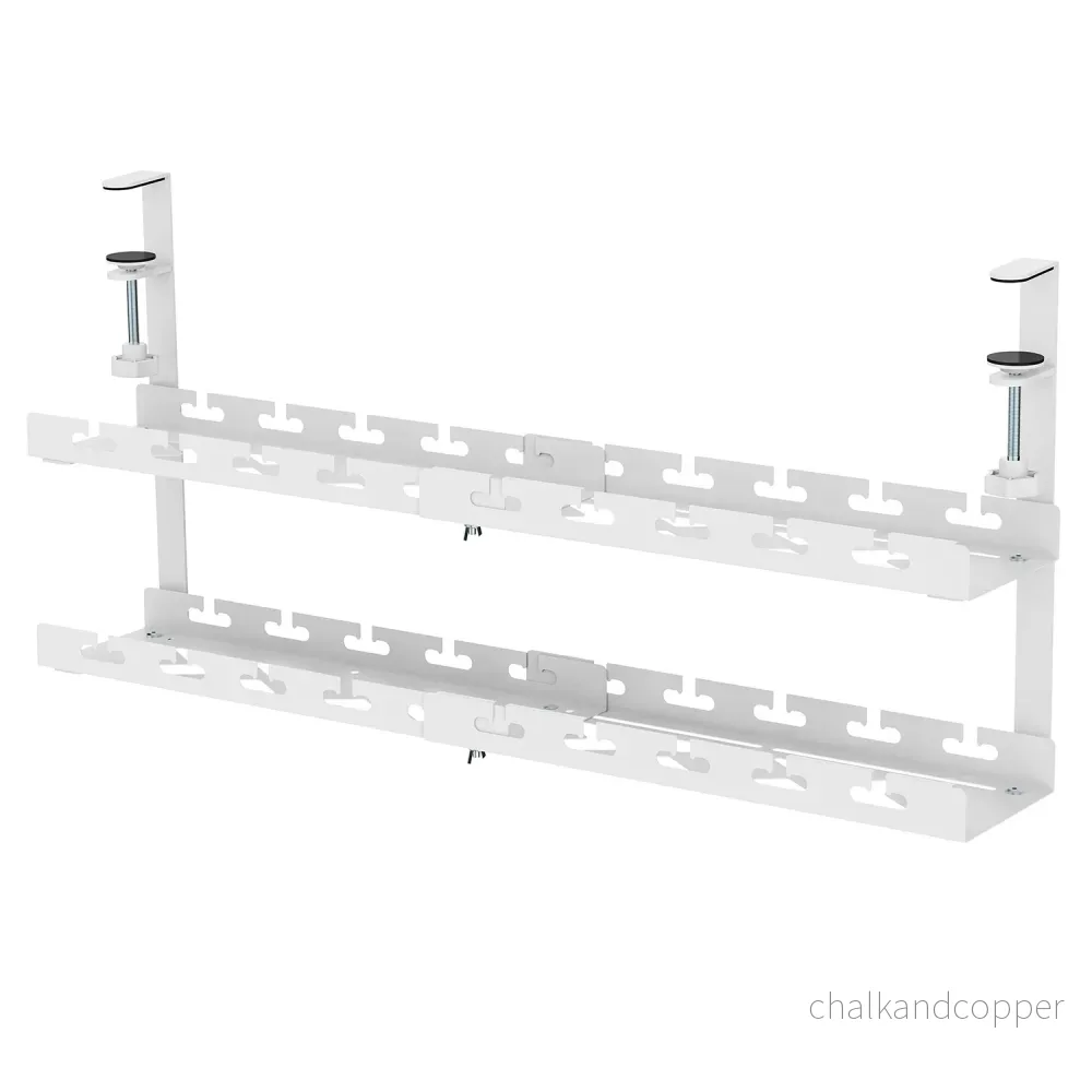Maclean kabelhanterare under skrivbord, max. belastning 5 kg, max. 728 mm, 2 nivåer, vit, MC-102 W - Bild 3