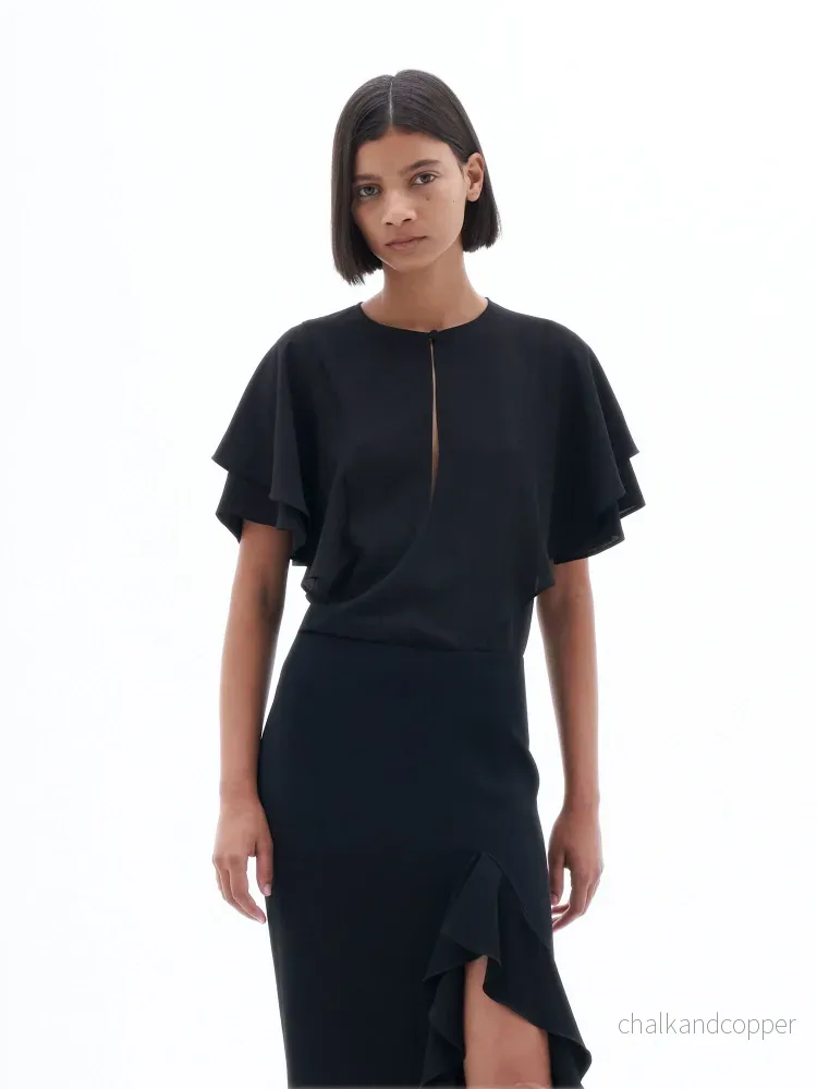 Frill Sleeve Top Black Filippa K