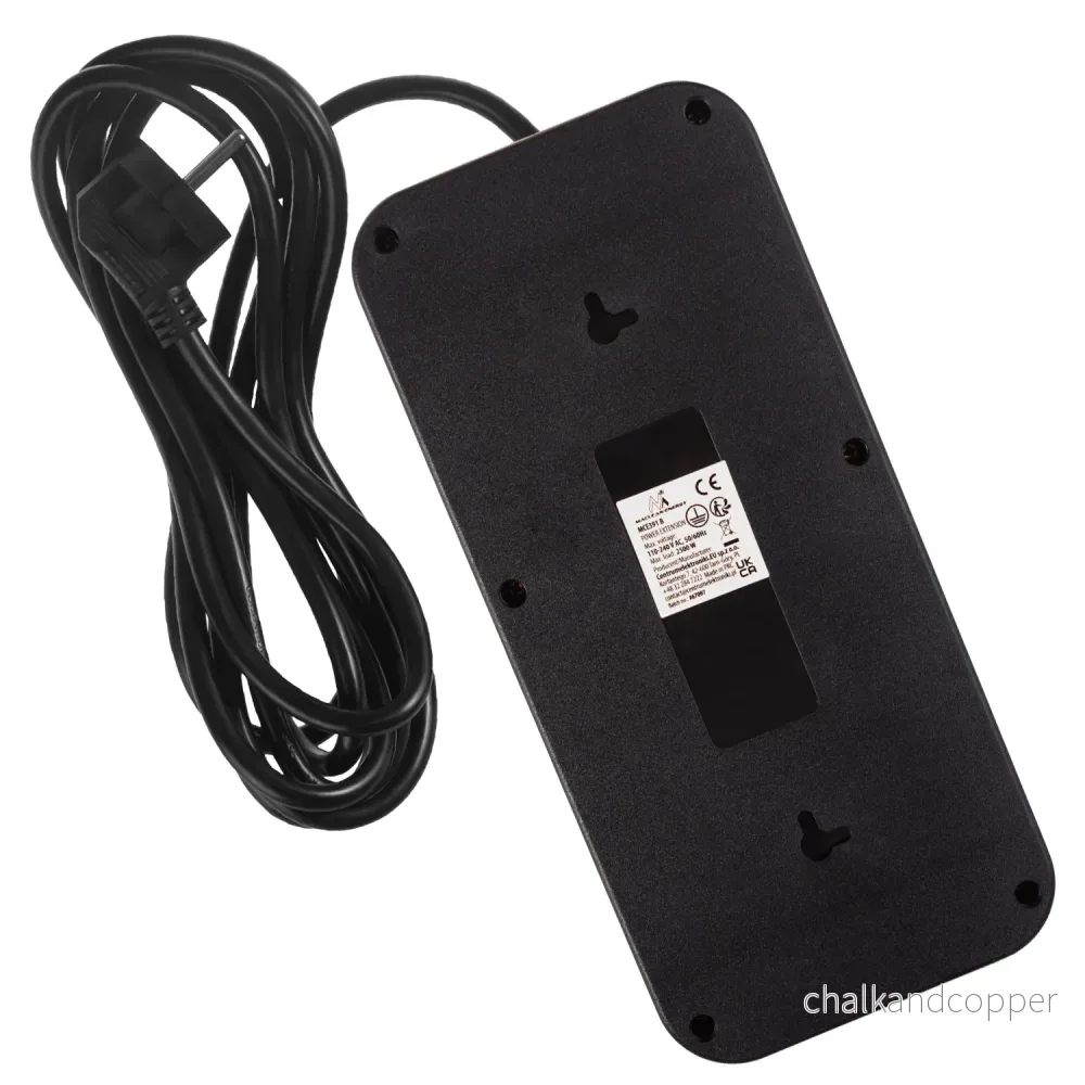 Maclean grenuttag, 6-facks förlängningskabel + 4xUSB, 110-240V AC 50/60Hz, 2.1A max 2500W, 3m, svart, MCE391 B - Bild 3