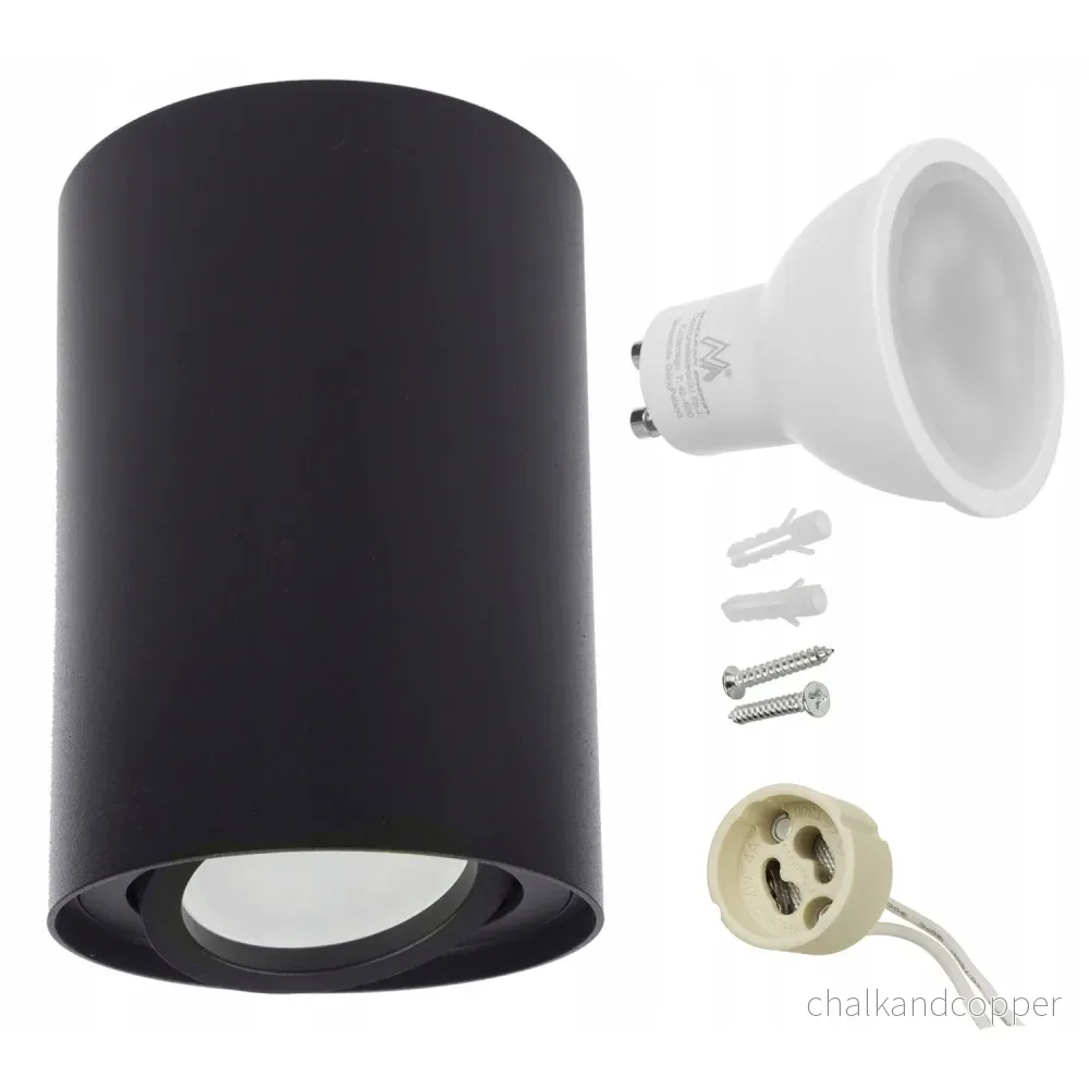 Maclean Round Plafond Black MCE422 B + LED-lampa GU10 5W 4000K