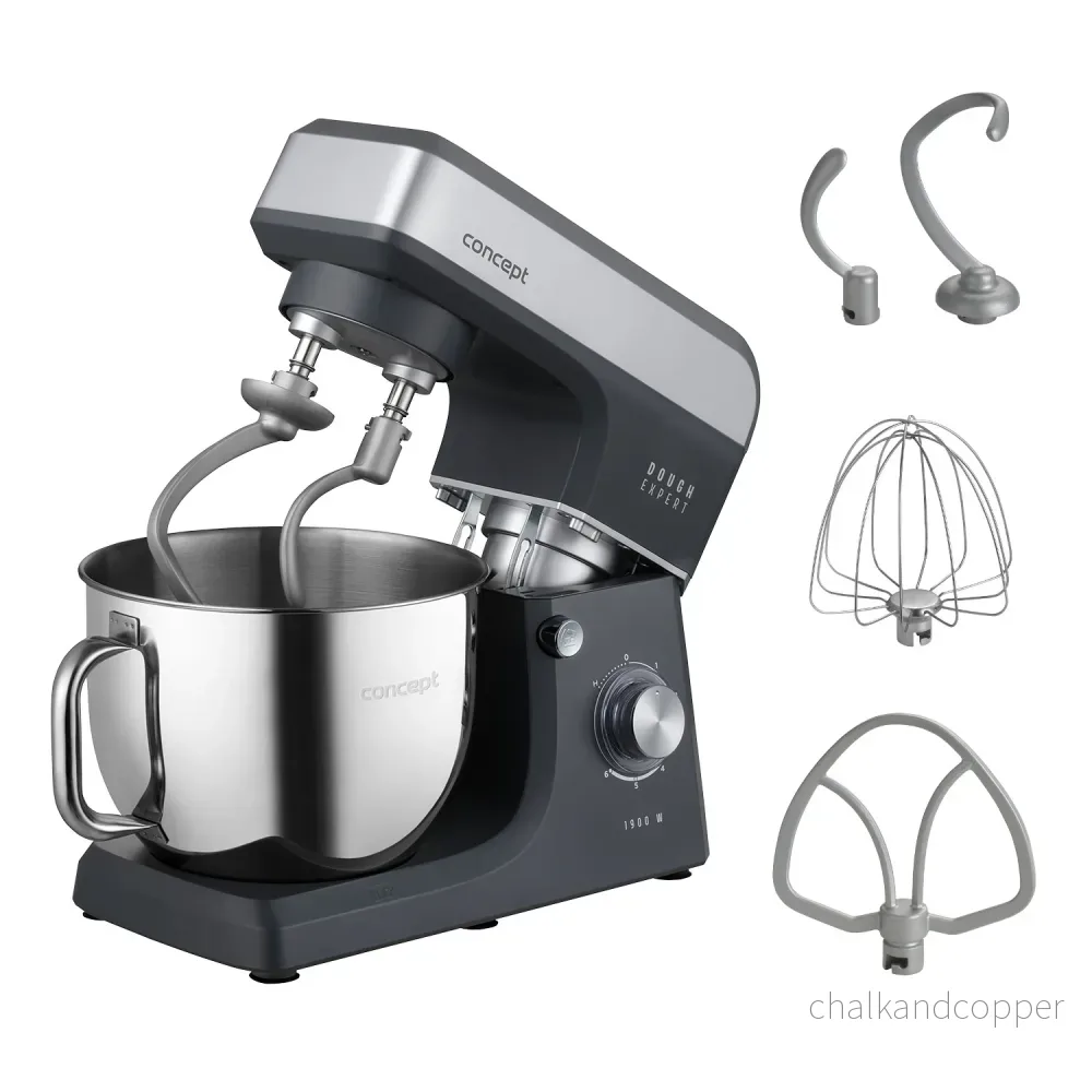 Concept Dough Expert köksrobot med planetväxel, effekt 1900 W, dubbel degkrok, uppvärmningsfunktion för skålen, 6 olika hastigheter, RM6010