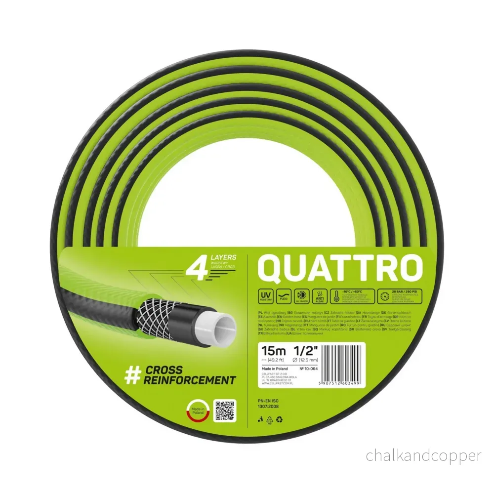 Cellfast Quattro 1/2" 15m 4-lagers korsflätad trädgårdsslang