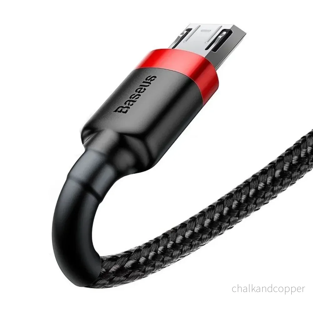 USB/MicroUSB-kabel 2,0 m QC3.0 2.4A (CAMKLF-C91) i nylonflätning - Bild 2