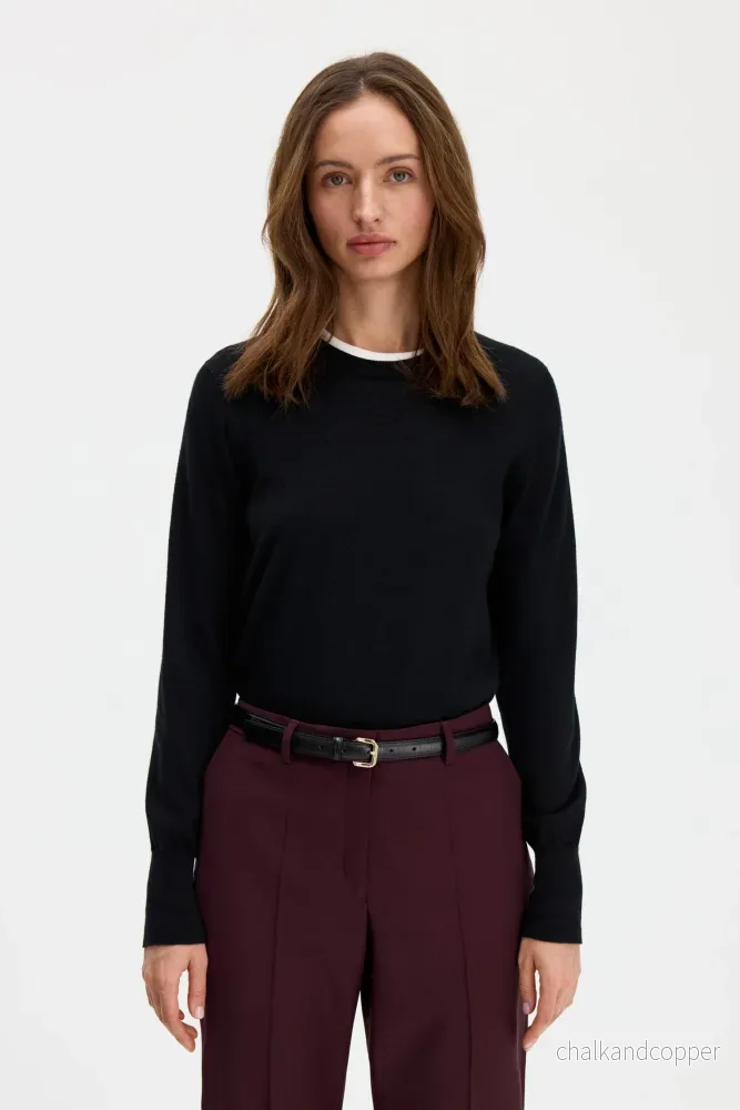 Merino R-Neck Sweater Black Filippa K