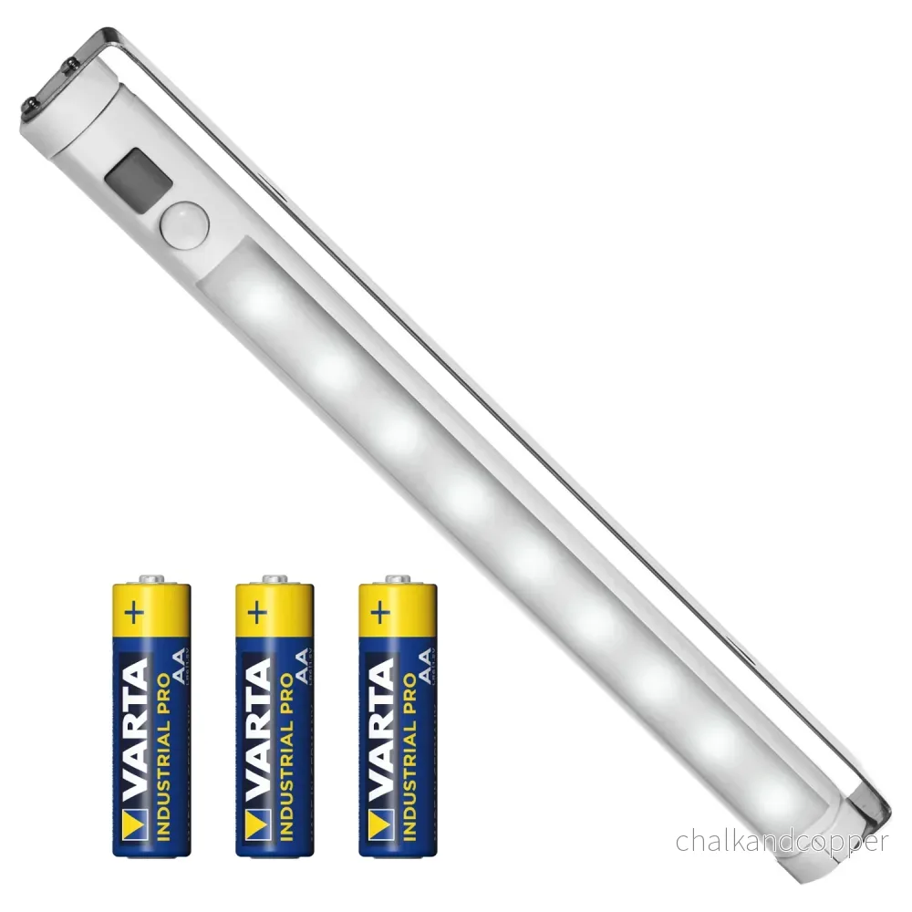 Maclean LED-kökslampa, underskåp 9 SMD, batteridriven, PIR-sensor på/av, MCE166 + 3x Varta Industrial LR6/AA R-06 batterier