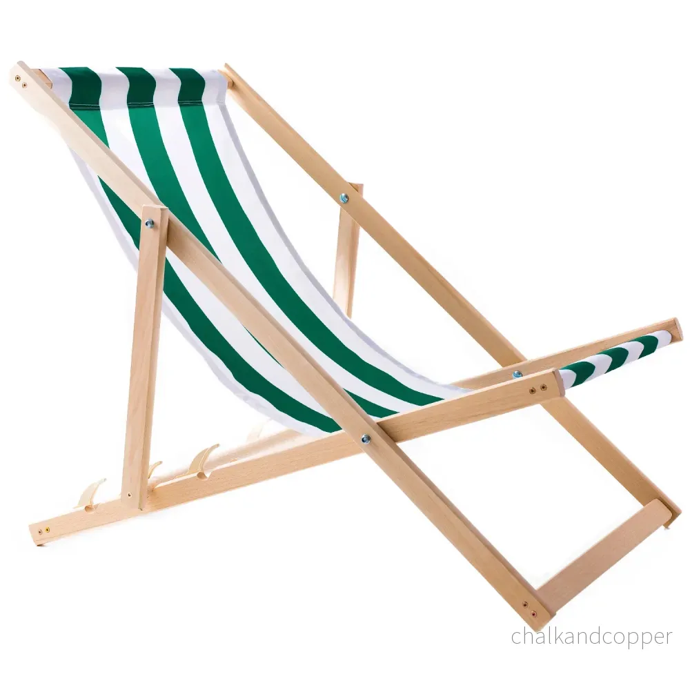 Set med fyra solstolar, gröna ränder, Woodok, monterad - Bild 2