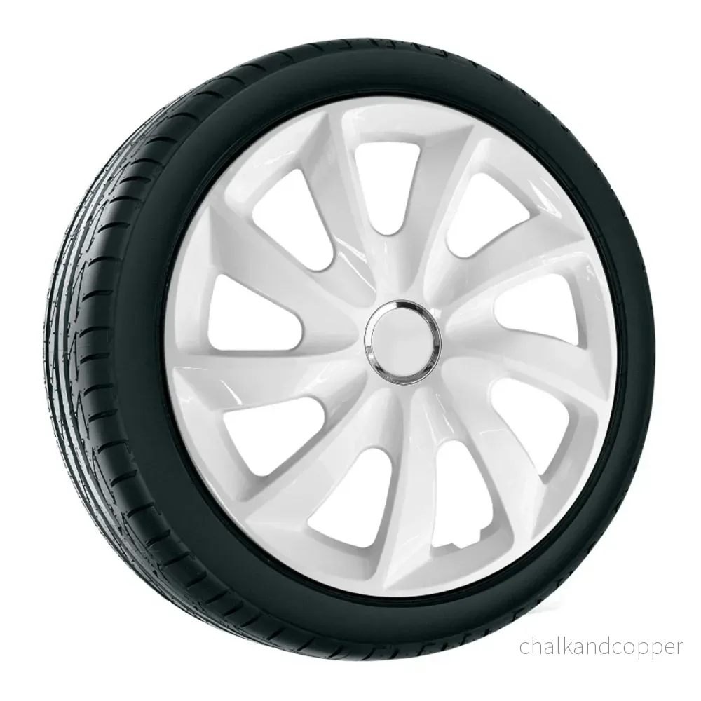 14'' NRM STIG WHITE WHITE PAINTED navkapslar 4 stycken - Bild 2