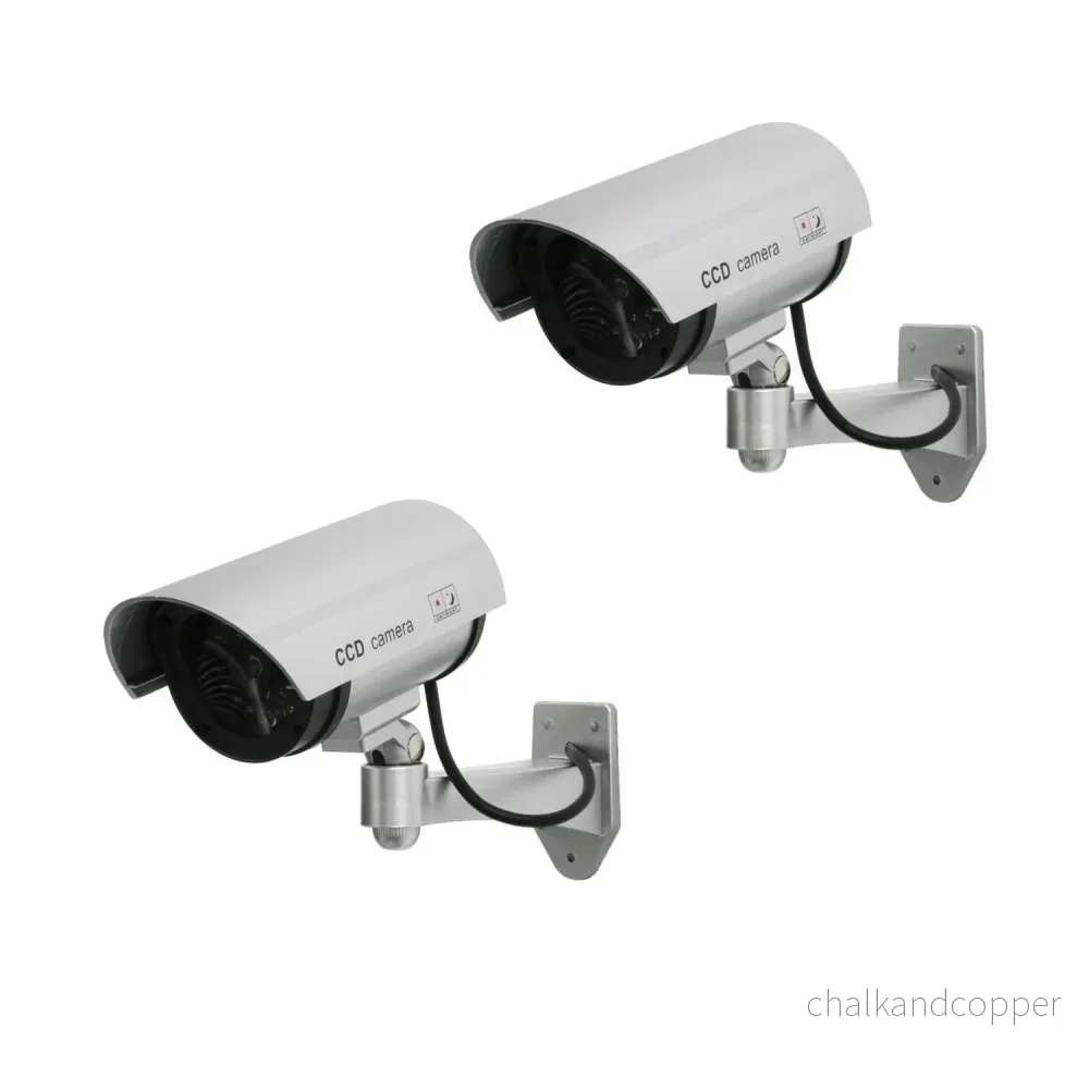 Dummy-kamera med blinkande LED IR1100 S IR utomhus, silver, 2 st