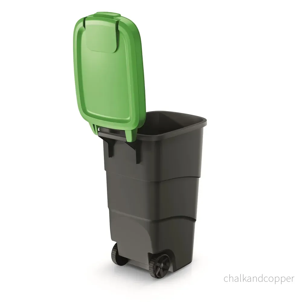 Prosperplast Wheeler 90 L Soptunna Med Hjul Och Lock Soptunna Stor Soptunna Universell Tunna Plast Grön - Bild 2