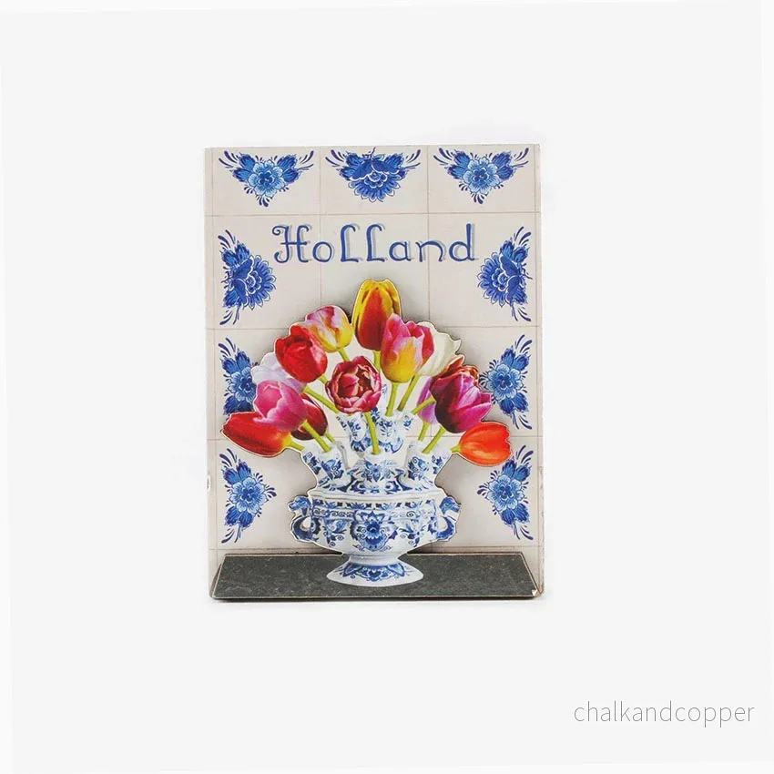 Magnet med Tulpanbukett på Delfts Blauw Kakelplatta Magnet med Tulpanbukett på Delfts Blauw Kakelplatta