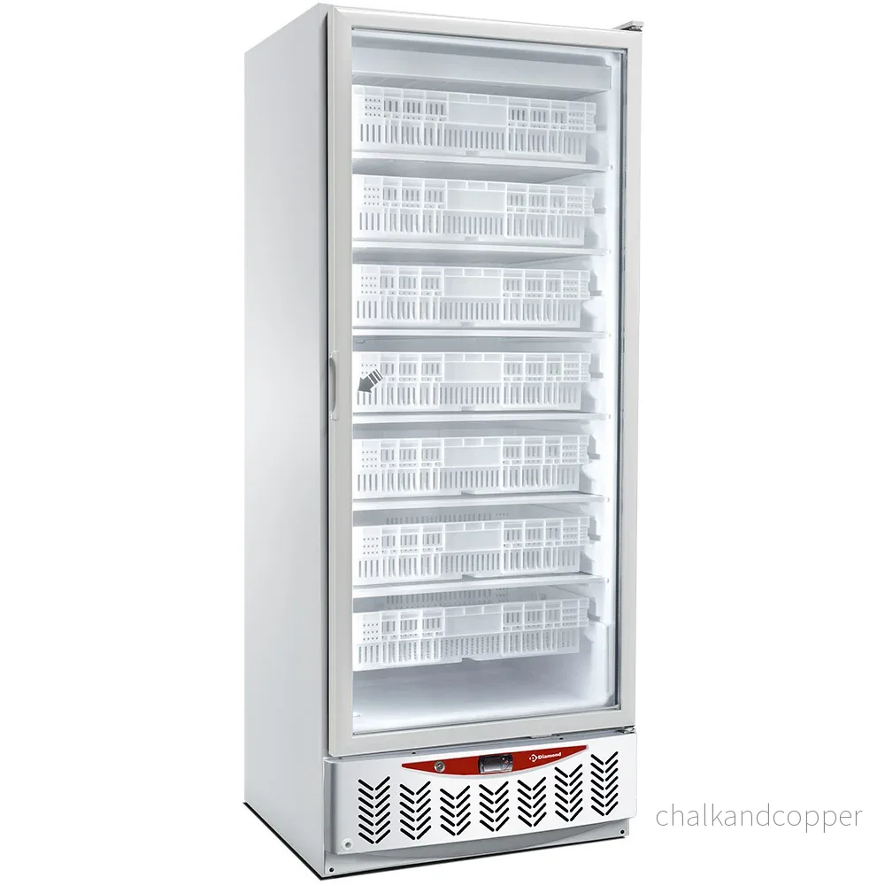 Statisk frys, glasdörr, 525 liter, GN2/1+600×400, vit Statisk frys, glasdörr, 525 liter, GN2/1+600×400, vit