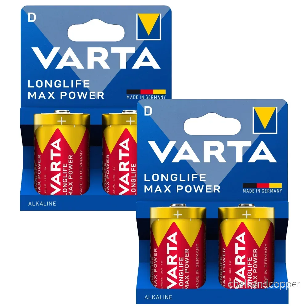 4 st R-20 R20 D 1,5 V alkaliska batterier Varta Longlife Max Power