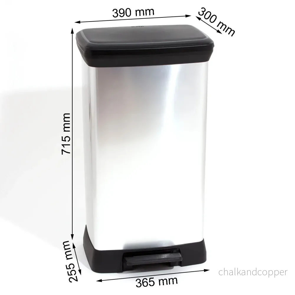Soptunna CURVER-kapacitet 50L silverfärg med pedal - Bild 2