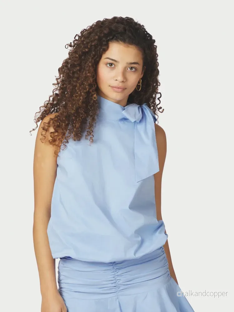 Veda Poplin Top Light Blue Neo Noir Veda Poplin Top Light Blue Neo Noir