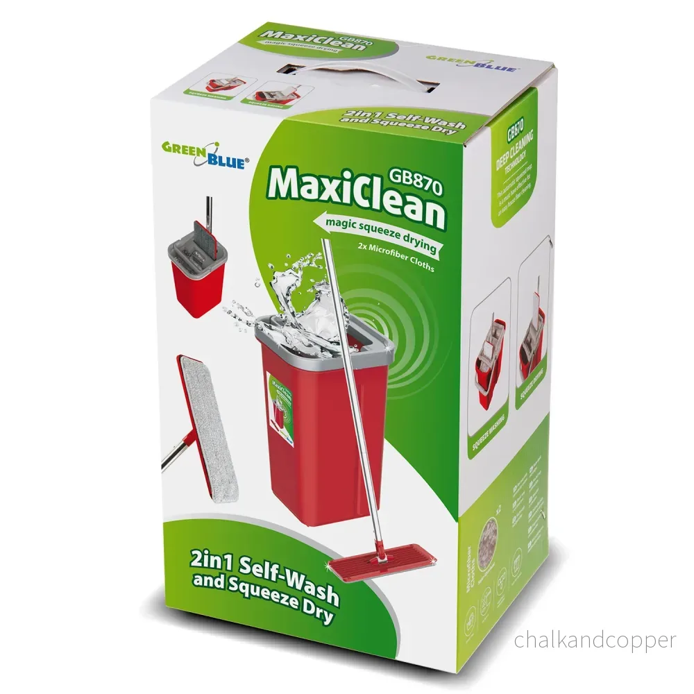 Green Blue GB870 MaxiClean Platt Moppset Med 2 i 1 Rengöringshink 5,7L Moppset Golvtorkare Mopp Rengöringssystem Renare 360° Roterande Mopphuvud - Bild 2
