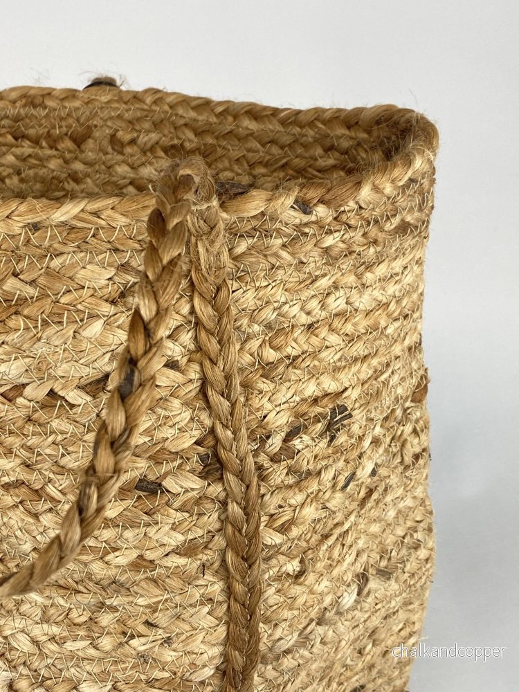 Väska/förvaringskorg jute med flätade handtag - Bild 3