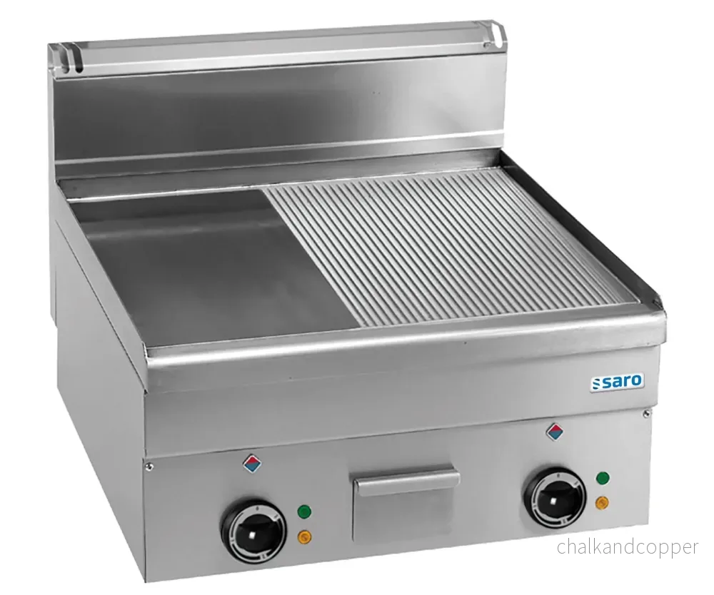SARO Elektrisk Grillplatta 1/2 Slät 1/2 Ribbad 600×600 Modell EFT66LR