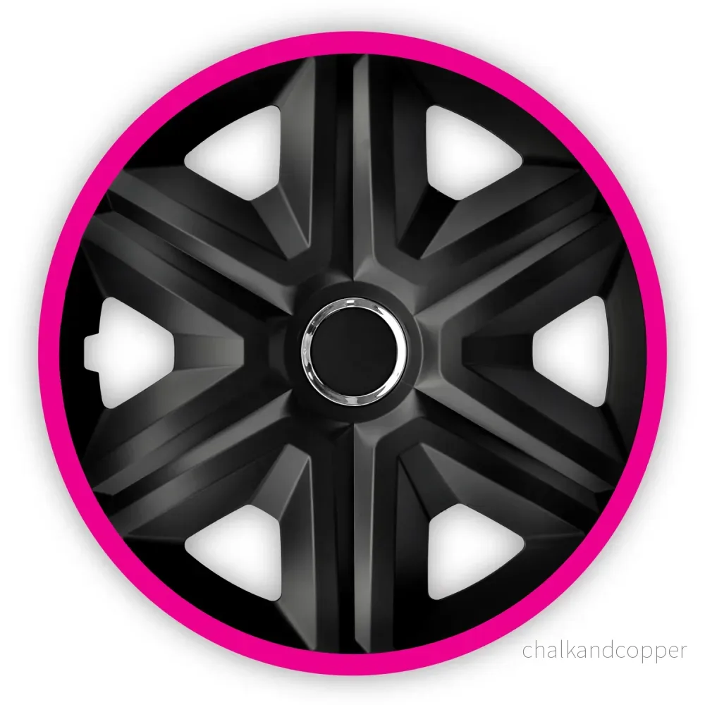 14" hjulskydd navkapslar 4 PCS Universal Car Easy Assembly Black Pink