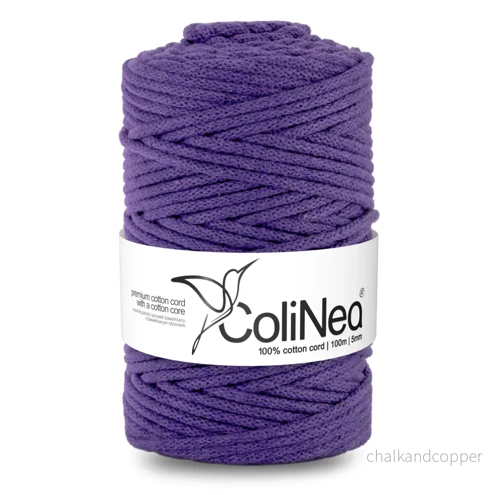 ColiNea, bomullssladd med bomullskärna, flätad, 5mm, 100m, lila
