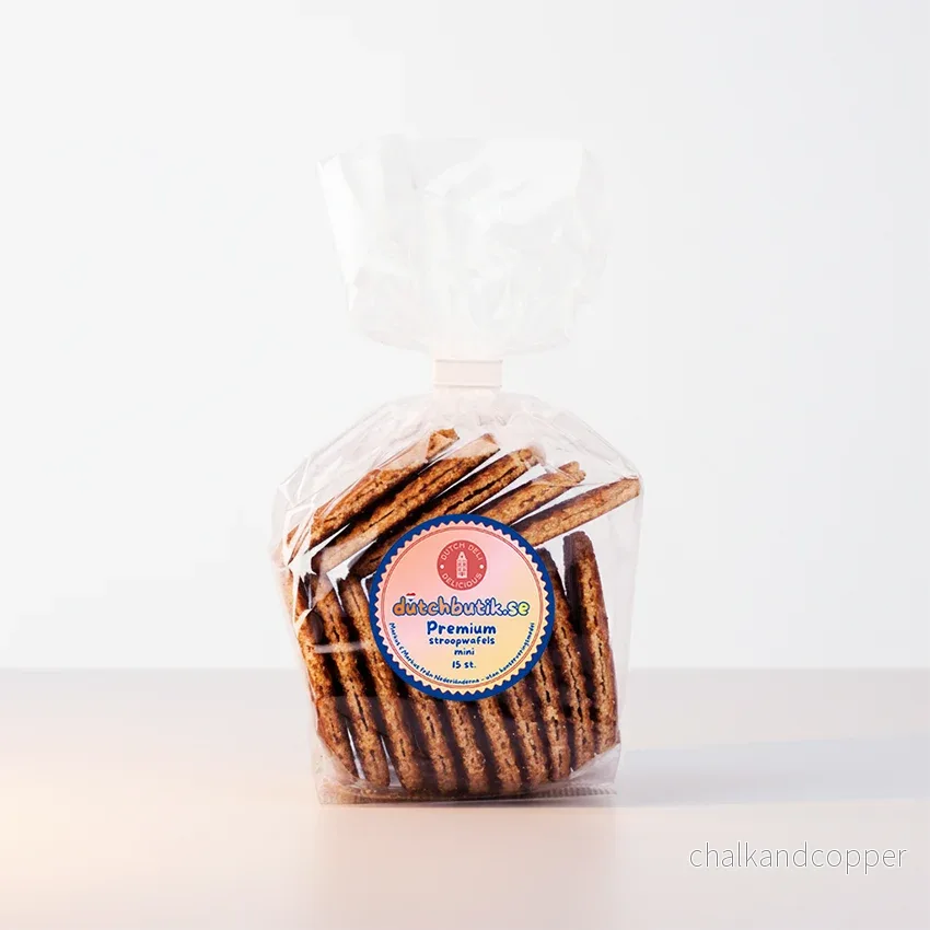 Mini premium stroopwafels från Nederländerna – utan konserveringsmedel (15 st, ca 240 g)