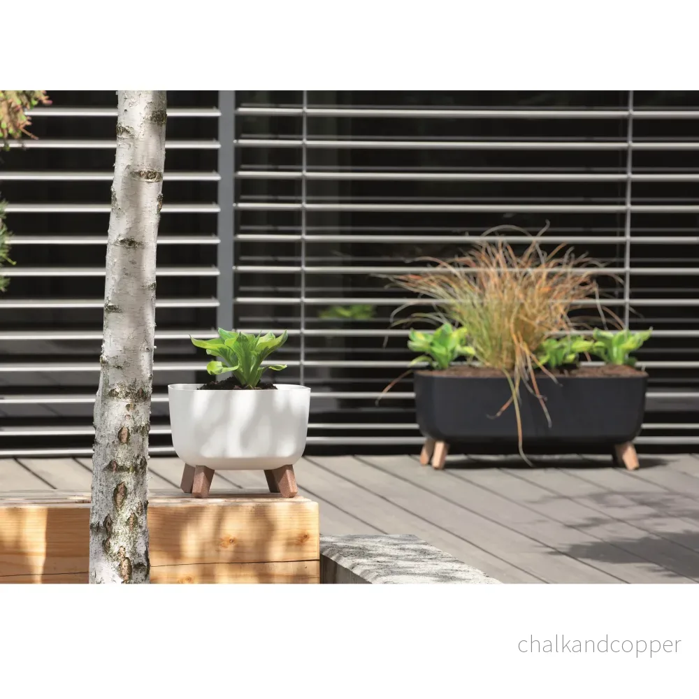 Prosperplast Gracia Square Flowerpot Med Avtagbara Ben Inkl. Insats För Inomhus- Och Utomhusbruk Square Planter Plastic UV-Beständig 39x39x27cm Antracit - Bild 3