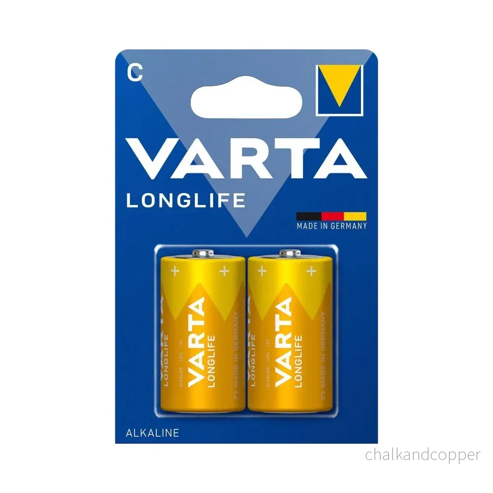 2x Varta R-14 LR14 C 1,5V alkaliska batterier blister